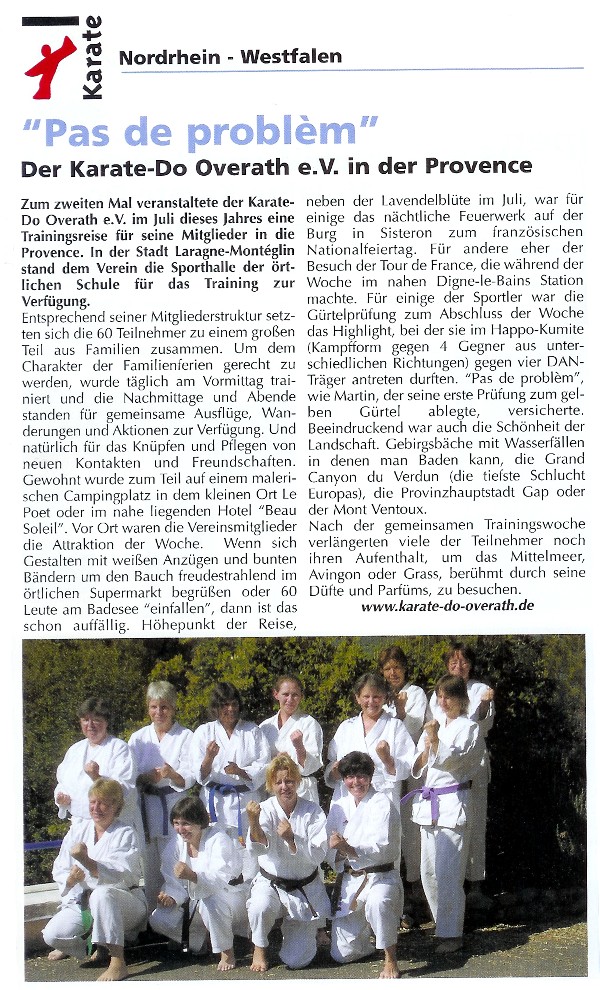 Karate-Do Overath in der Provence - DKV Bericht