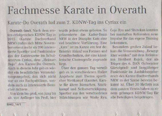 Fachmesse Karate in Overath - Bergisches Handelsblatt